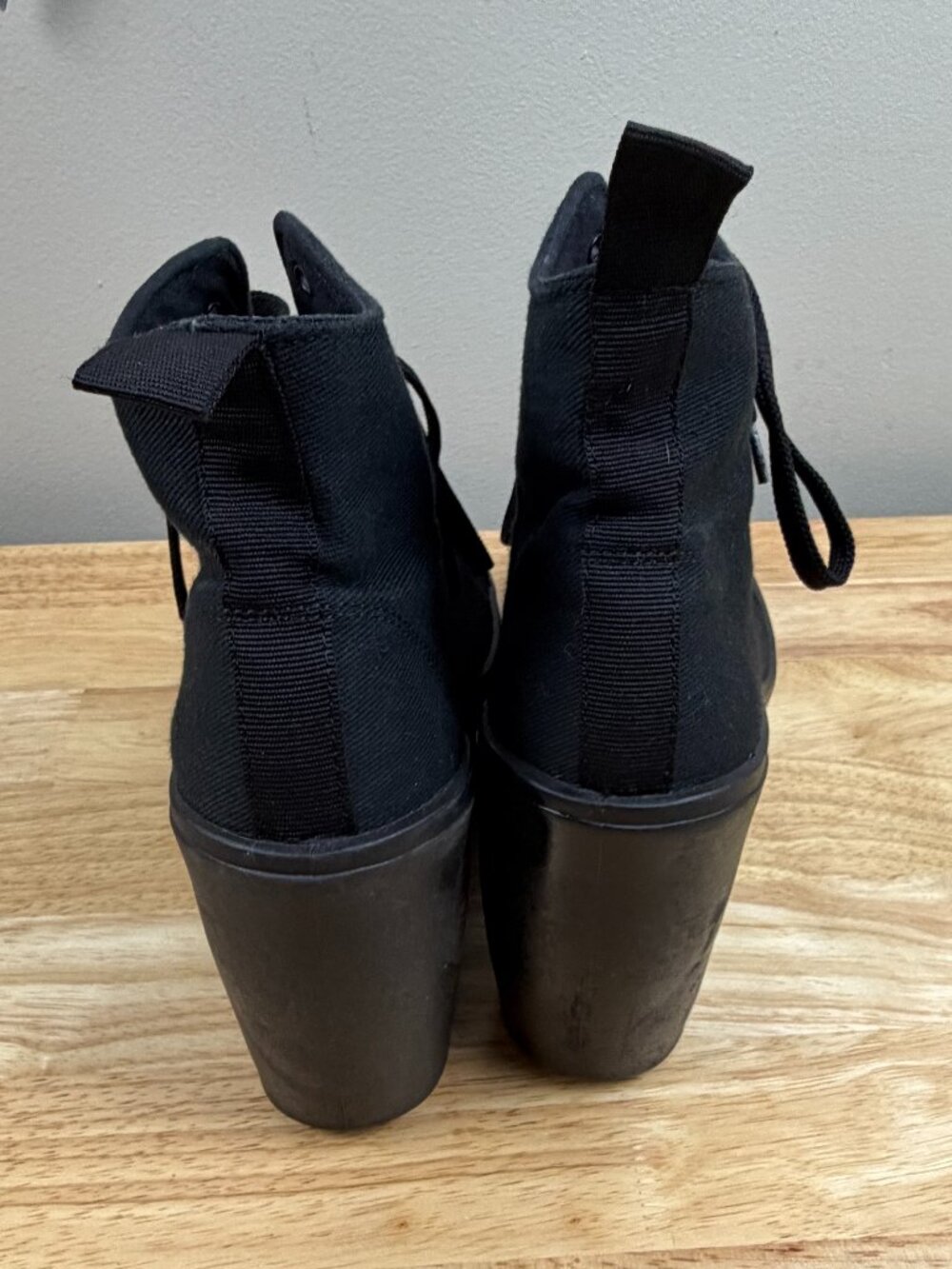 Altercore Black Canvas Lace Up Platform Wedge Ankle Boots EU 40 Made in Italy - Picture 6 of 9